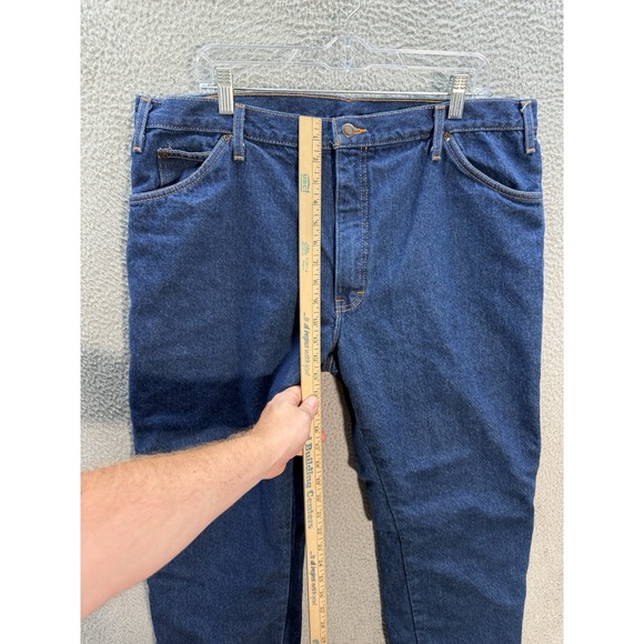 Dickies Jeans Mens 40x30 Blue Relaxed Fit Flannel Lined Denim Outdoors Workwear - Picture 5 of 10